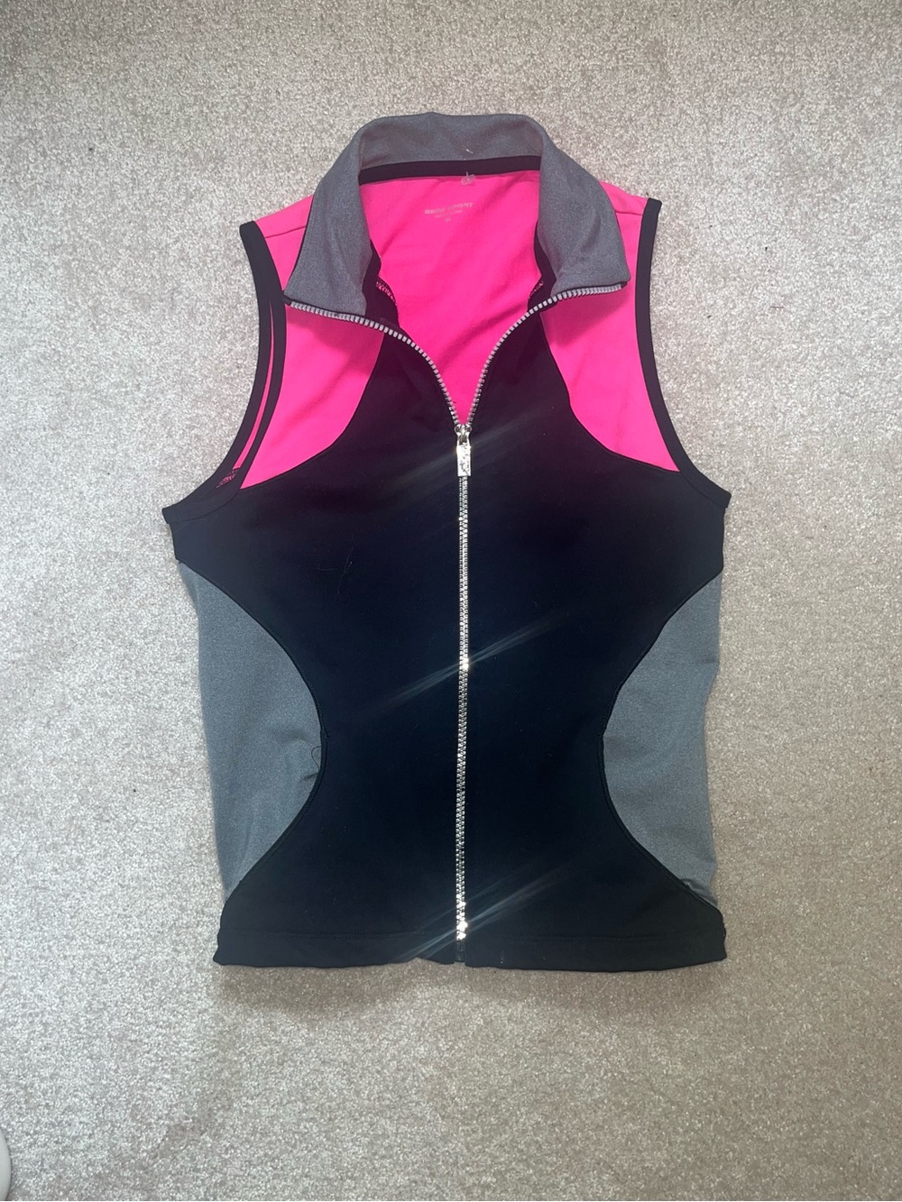 Bebe Sport- Y2K style Activewear Vest in Black, Hot Pink & Gray